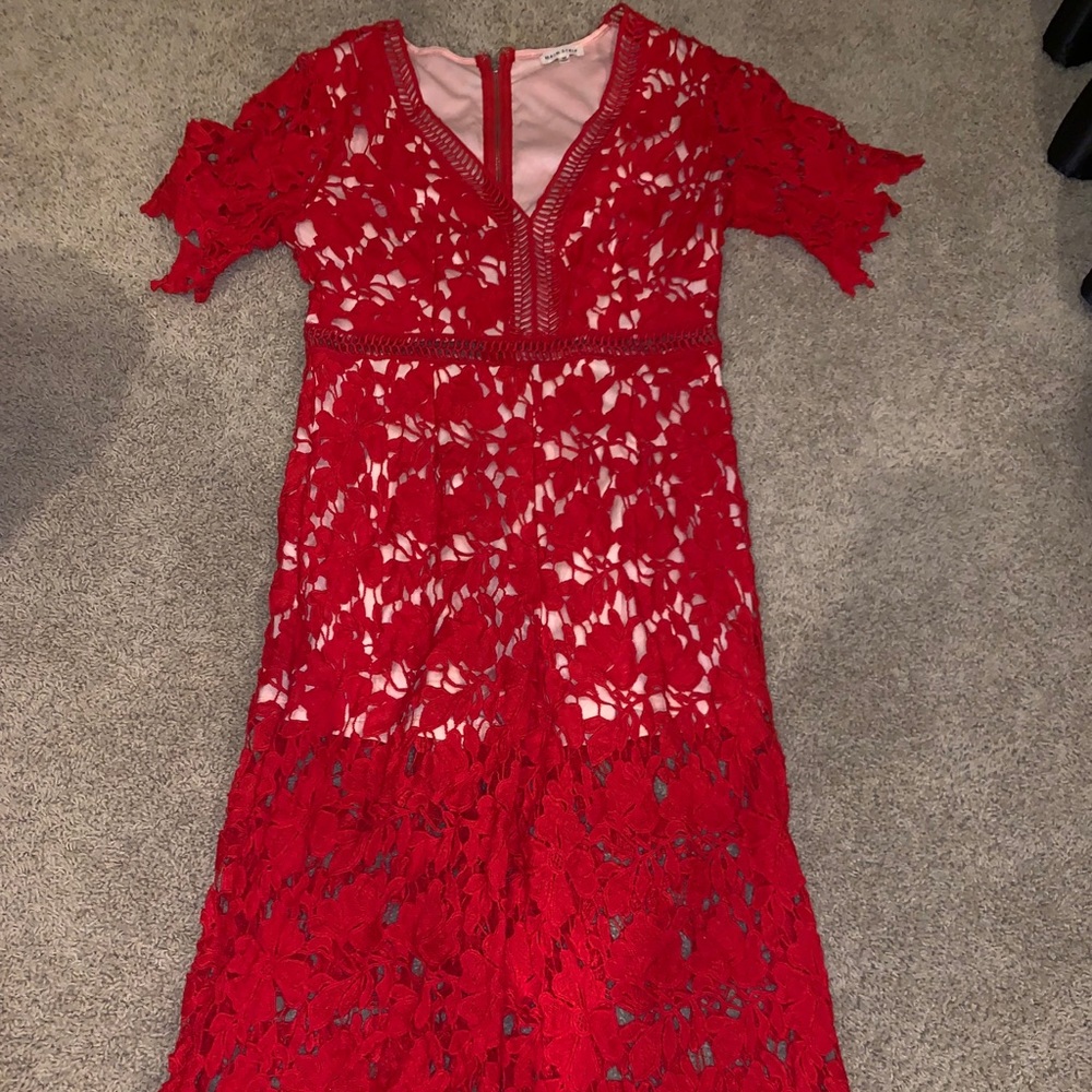 Red lace jumpsuit